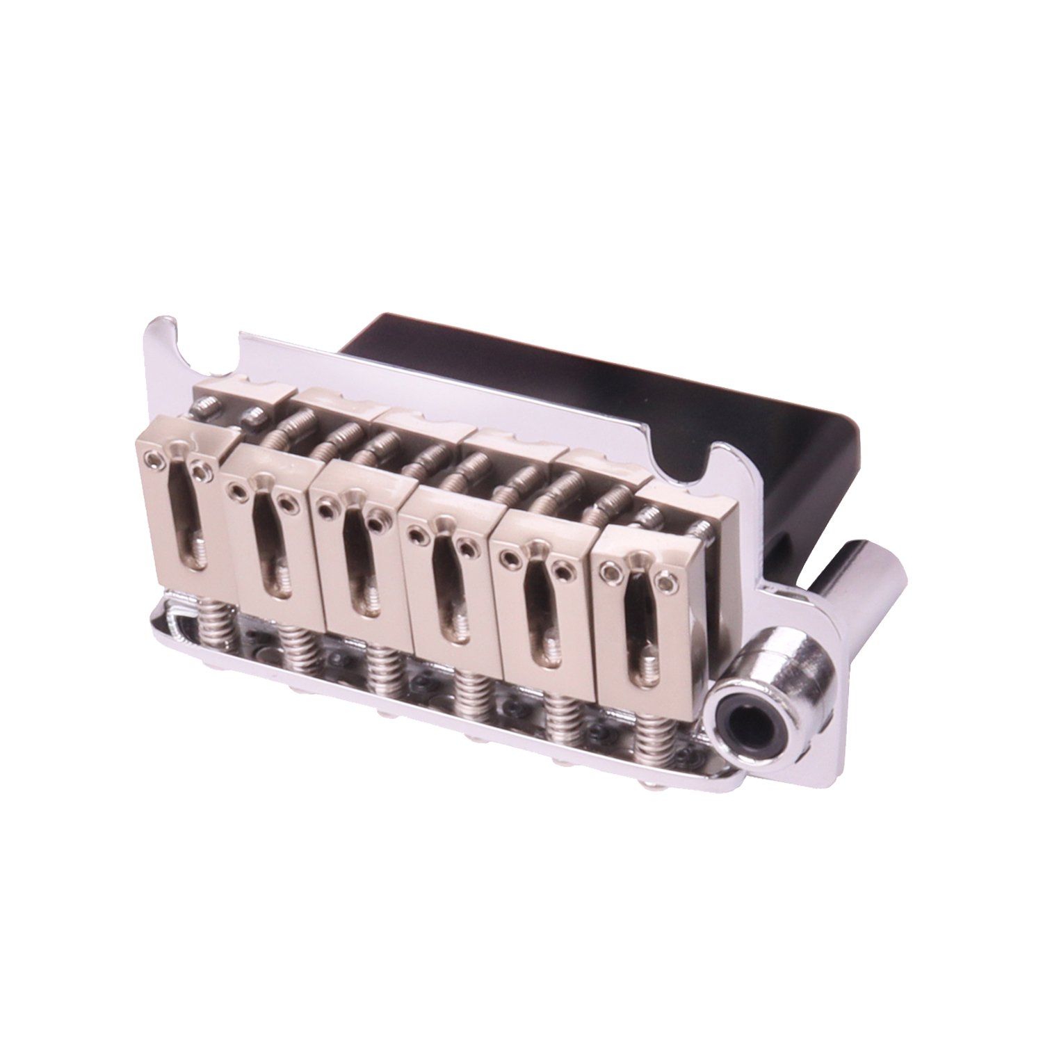 FretPrime Modern Tremolo Bridge — Full Steel Block, 2-Point, Black Alloy