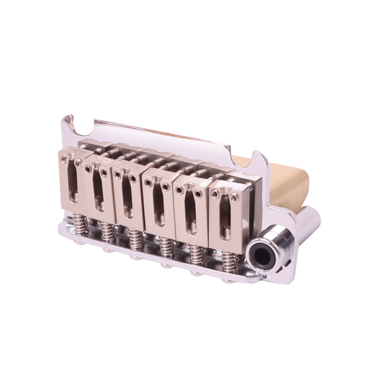 FretPrime Modern Tremolo Bridge — Full Brass Block, 2-Point, Chrome
