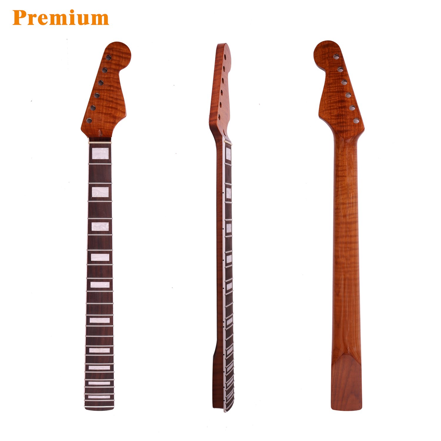 FretPrime Premium Tele AAAAA Flame Maple Neck — 9.5" Radius, Satin, Master Build